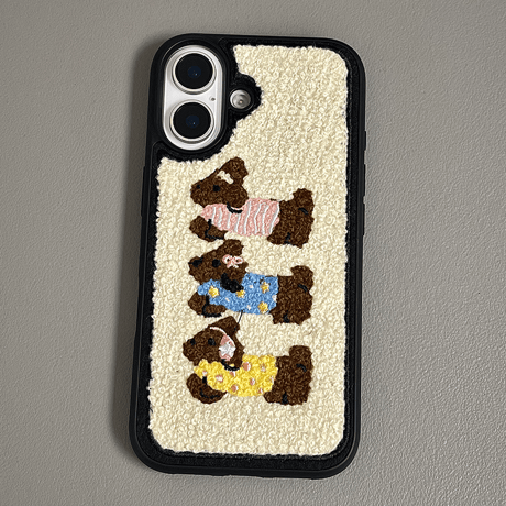 犬ちゃん iPhone16Pro/16ケース ニット 大人可愛い iPhone15Pro/14pro/13カバー 秋冬に流行る 手さわりいい 丈夫[M4714]