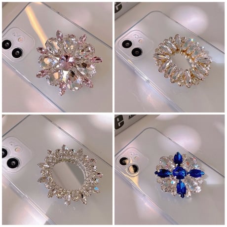 おしゃれ デコ スマホグリップ スタンド ミラー 手作り 鏡ポップソケット ダイヤモンド  芸能人愛用  落下防止 綺麗M501