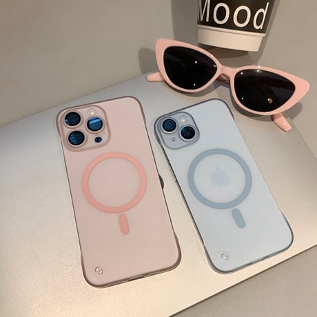 指紋防止 MagSafe対応 iPhone15/15plusケース  フチなし 淡色 iPhone14/13/12proカバー 高品質 耐久性丈夫 [M3929]