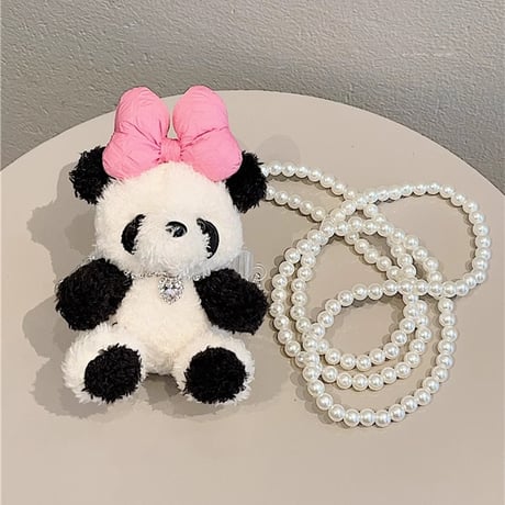 Pandaパンダ ショルダーストラップ 真珠 落下防止  オシャレ 女子力アップ かわいい ギフトにおすすめ 全機種対応 [M3707]