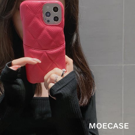 本革製カード入れ付 iPhone13proケース   高品質 菱形アイフォン12pro /11カバー  高級感 耐久性あり ファッションM1129