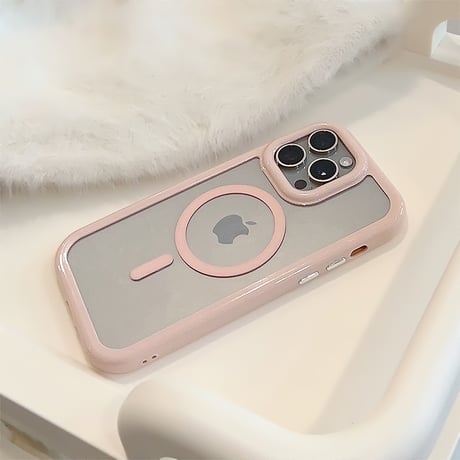 MagSafe対応 iPhone15/15Proケース ピンク パープル 淡色系 iPhone14Pro/13/12カバー 丈夫黄ばまない 女子力アップ [M3733]
