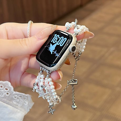 豪華真珠 アップルウォッチバンド  高品質 AppleWatchブレスレット Series11/10/9/8 SE3/2 40/41/42mm 韓国っぽ [M6524]