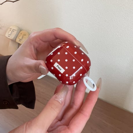 レッド Airpods Pro3ケース 水玉模様 Airpods 4/3カバーケース AirpodsPro2/1 リング付き 女子力高い [M6140]