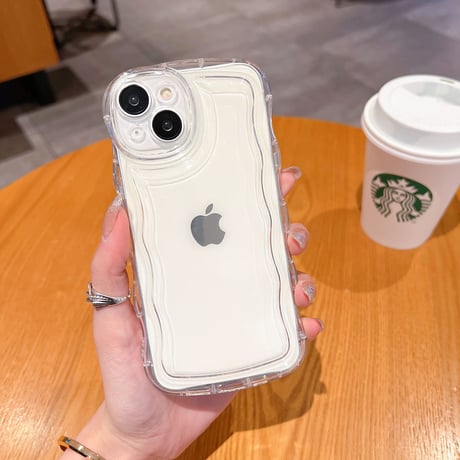 クリア iPhone17e/17Pro/16/15proケース  うねうね シンプル風 アイフォン14pro/13/12/11カバー 落下防止 定番 使いやすい [M2775]