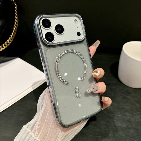 ラインストーン付き iPhone18Pro/18ProMaxケース MagSafe対応 キラキラビジュー iPhone17ProMax/16ケース 高透明 耐衝撃 [M6755]