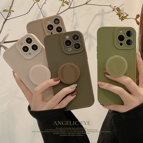 高級感 iPhone14pro/14plusケース スマホグリップ付 アイフォン13/12ミニ/11proカバー シンプル シック 実用 おそろい [M2563]