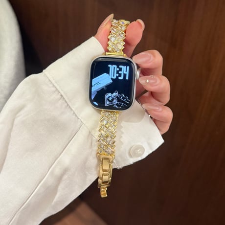 上品ダイヤ AppleWatchバンド 美しい AppleWatchベルト Series 11/10/9/8 SE3/2  Ultra3/2/1 輝きメタルリック 高級感たっぷり[M6529]