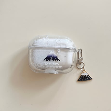 富士山 Airpods 4ケース 動く雪 Airpodspro2/proカバー Airpods第3/2世代 かわいい 山キーホルダー プレゼントにおすすめ[M5067]