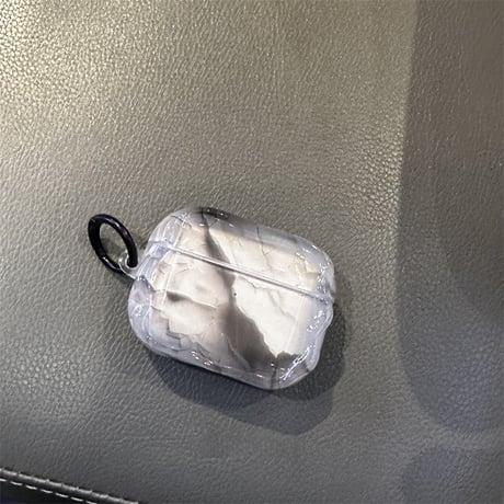 おしゃれ AirpodsPro3ケース 大理石調/水紋 Airpods4カバー キラキラ AirpodsPro2/Pro1カバー リング付き シック ギフトにおすすめ[M5711]