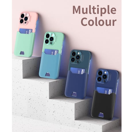 ICカード入れ スタンド iPhone14/14promaxケース 金属カメラカバー アイフォン13mini/12promaxカバー 高品質高級感レザー 実用 [M2336]