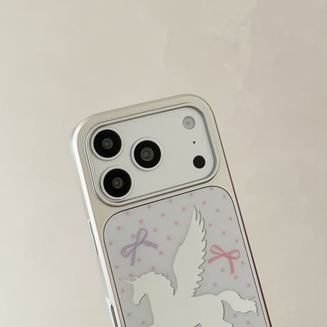 馬ミラー iPhone17pro/17ケース リボン柄 iPhone16pro/15/14ケース メッキ 丈夫 オシャレ[M6009]