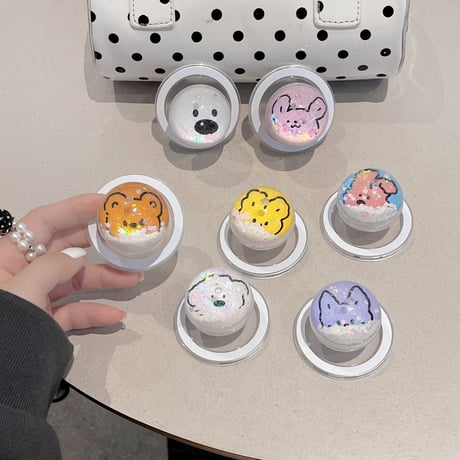 動くグリッタースマホグリップ 動物柄 キラキラ 綺麗 マグネット式タイプ 便利 おしゃれ 可愛い ギフトに最適[M5265]