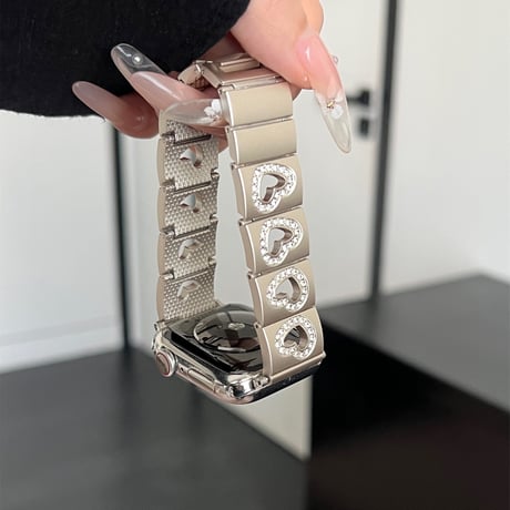 透かし彫りジュエリーハート AppleWatchバンド 高級感 アップルウォッチベルトUltra2/1/SE2/1/Series9/8/7/6/5/4/3/2/1 おしゃれ[M4889]