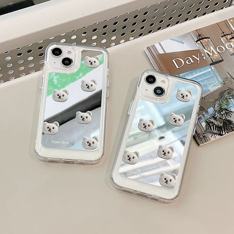 bearミラー iphone14max/13proケース 高級感 アイフォン12/11カバー  オシャレ 艶あり ギフトにおすすめ  [M2091]