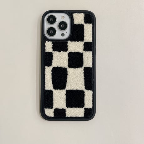 秋冬 刺繡入り iphone16/15proケース  チェック柄 iphone14pro/13/12/11カバー  柔らかい 温かい   ファッションセンスいい  ギフトにいおすすめ [M2242]