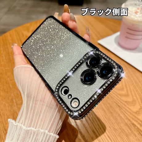 ジュエリーライン iPhone17/17Proケース ラメ入り背面 美しい iPhone17ProMax/Airケース 高級感たっぷり オシャレ [M5706]