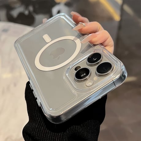 Magsafe対応 iPhone15/15promaxケース 黄ばまない 透明 iPhone14/13pro/12promaxケース シンプル 耐衝撃[M4429]