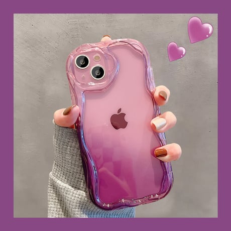 グレー/パープル iphone13/14ケース  高透明グラデーション アイフォン12pro/11カバー  お揃い 耐衝撃 男女向け プレゼントにおすすめ[M2977]