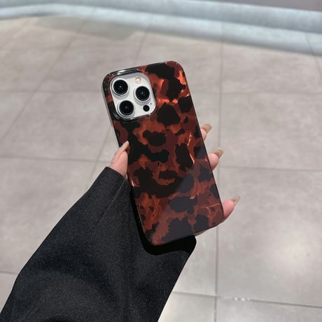 べっ甲 iPhone15/15proケース 透明感 レトロ感 iPhone14/13pro/12promaxケース クール  高級感[M4122]