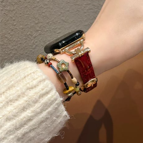 ワニ革  AppleWatchバンド 高級感高品質 AppleWatchベルト Series 12/11/10/9/8 SE3/2  Ultra4/3/2/1 上品エレガント[M6724]