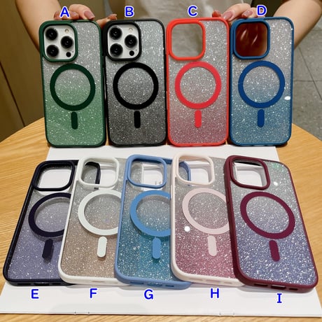 MagSafe対応 iPhone15/15proケース  キラキラインナーシート付 iPhone14/13/12proカバー 黄ばまないクリアケース[M3684]