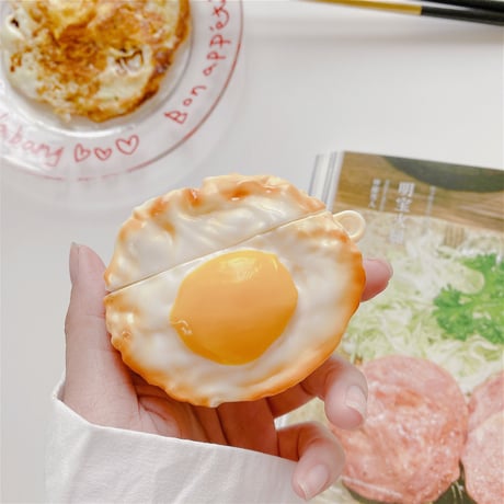 目玉焼き airpodsproケース 立体食べ物 airpods3カバー  可愛い 個性お揃い頑丈ケースM334