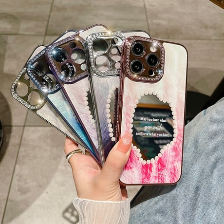 ジュエリー ミラー iPhone15/15proケース キラキラ シェル風 iPhone14/13proソフトカバー  高級感 オシャレ トレンド [M3675]