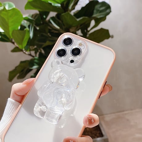 曇Bearグリップ付き クリアiphone13/13proケース  スマホスタンド アイフォン12/11promaxカバー  可愛い オシャレさんおすすめ M1161