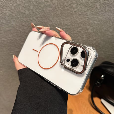 薄型軽量 iPhone16pro/16promaxカバー スタンド付 Magsafe対応 iPhone15pro/14/13カバー 高透明 黄ばまない[M5395]