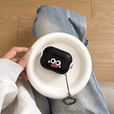 可愛い顔 Airpods4ケース スタンド付 AirpodsPro2ケース airpods3/2カバー  リング付 耐久性ある [M5292]