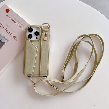 交通カード収納 iPhone15/15Proケース ショルダーストラップ付 iPhone14/13/12Proケース ベルト付き レザー 高機能高品質 [M3844]