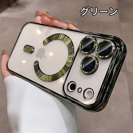 MagSafe対応 iPhone17ProMax/17Proケース  メタルライン クリア iPhone17/Airカバー カメラ保護 軽量 持ち運びやすい[M5713]
