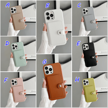 ICカード入れ5個 iPhone14plus/14proケース 革製 アイフォン13mini/12/11proカバー シンプル風 便利 お札収納 ファッション[M2353]