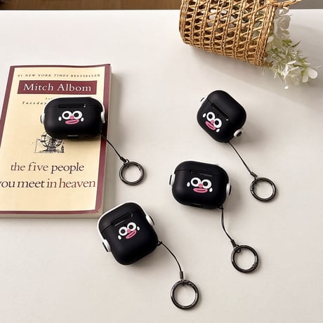 可愛い顔 Airpods4ケース スタンド付 AirpodsPro2ケース airpods3/2カバー  リング付 耐久性ある [M5292]