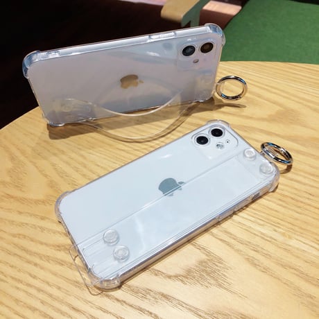 ベルト/リング一体型 iphone13/12miniケース   透明系 四角耐衝撃  iphoneSE2/11proカバー  多機能 スタンド  シンプル風 使いやすい[M1651]