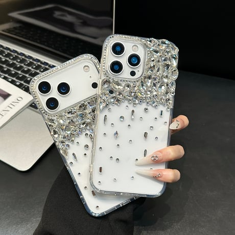 ダイヤデコ iPhone17Pro/17ケース キラキラ感 高透明 iPhone17ProMax/16Pro/15カバー 存在感抜群 きれい [M5898]