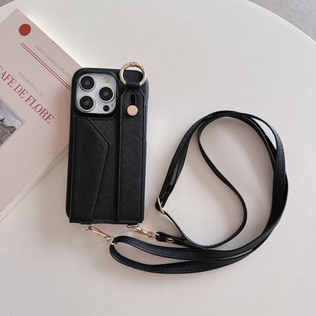 交通カード収納 iPhone15/15Proケース ショルダーストラップ付 iPhone14/13/12Proケース ベルト付き レザー 高機能高品質 [M3844]