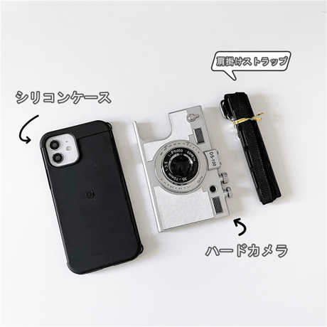 カメラデザイン iPhone14pro/14promaxケース ショルダー紐付 iphone13/12/11promaxカバー  頑丈  可愛い お揃い[M2284]