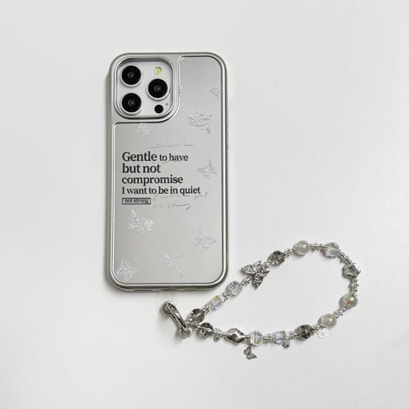 ミラー iPhone15/15proケース きれいストラップ付 iPhone14/13pro/12proケース かわいい 女子力UP [M4406]