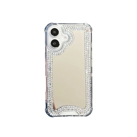 ダイヤデコ ミラー iPhone16/16Proケース 四隅耐衝撃 iPhone15Pro/14/13カバー キラキラ ガールズに大人気[M4805]