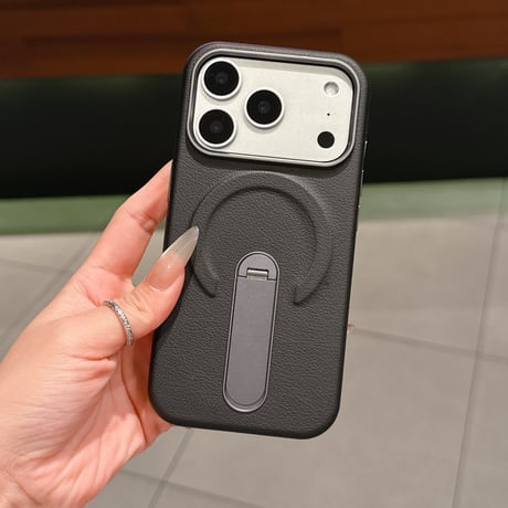 スタンド付 iPhone17Pro/17promaxケース 皮製 MagSafe対応 iPhone17/16Proカバー 高品質 高級感 肌に優しい[M5835]
