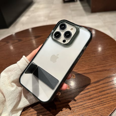 スタンド付高透明 iPhone14/15ケース 高級感高品質 iPhone13/12/11カバー 枠 滑りにくい オシャレ 男女向け シンプル多機能[M3044]