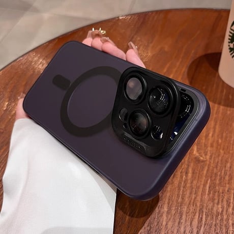 カメラカバースタンド一体型 iPhone15pro/15promaxケース MagSafe対応 指紋防止 iPhone14/13/12カバー シンプル風[M3612]