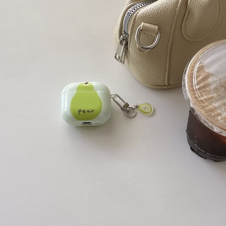 梨柄 Airpods4ケース Pear 韓国風 Airpods3/Pro2ケース airpodspro2カバー  キーチェーン付 ギフトにおすすめ[M5358]