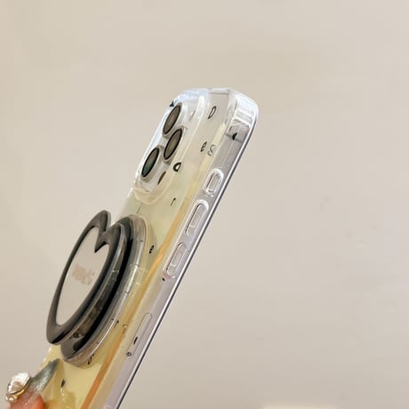 ハートミラーグリップ iPhone16pro/16カバー 文字 グラデーションカラー iPhone15pro/14promax/13ケース Magsafe対応 多機能 [M5384]