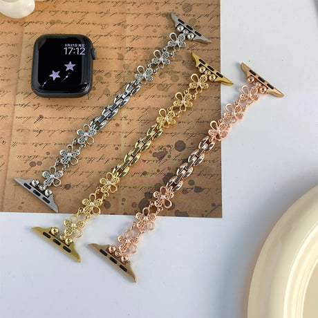 バレェ風花  AppleWatchバンド メタル AppleWatchベルト Series 11/10/9/8 SE3/2  Ultra3/2/1 高級感高品質 エレガント[M6245]