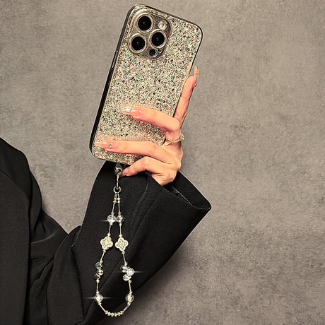 高級感 四葉のクローバー ストラップ キラキラクリスタル チャーム 女子力アップ オシャレ  iphone、Google Pixe、AQUOS、Galaxyなど全種類対応 [M5799]
