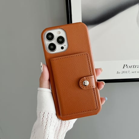 ICカード入れ5個 iPhone14plus/14proケース 革製 アイフォン13mini/12/11proカバー シンプル風 便利 お札収納 ファッション[M2353]