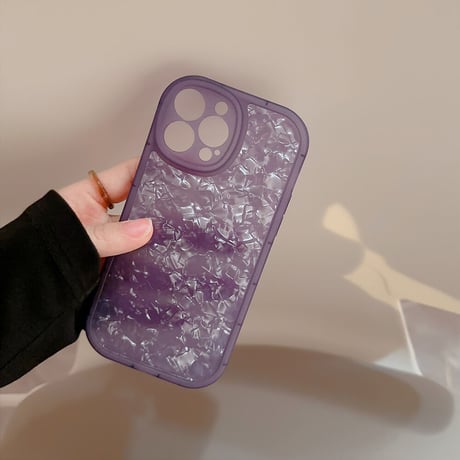 貝殻紋 アイフォン14/13proケース 紫色 キラキラ iPhone12/11proカバー 綺麗 エレガント  女子力アップ[M3337]